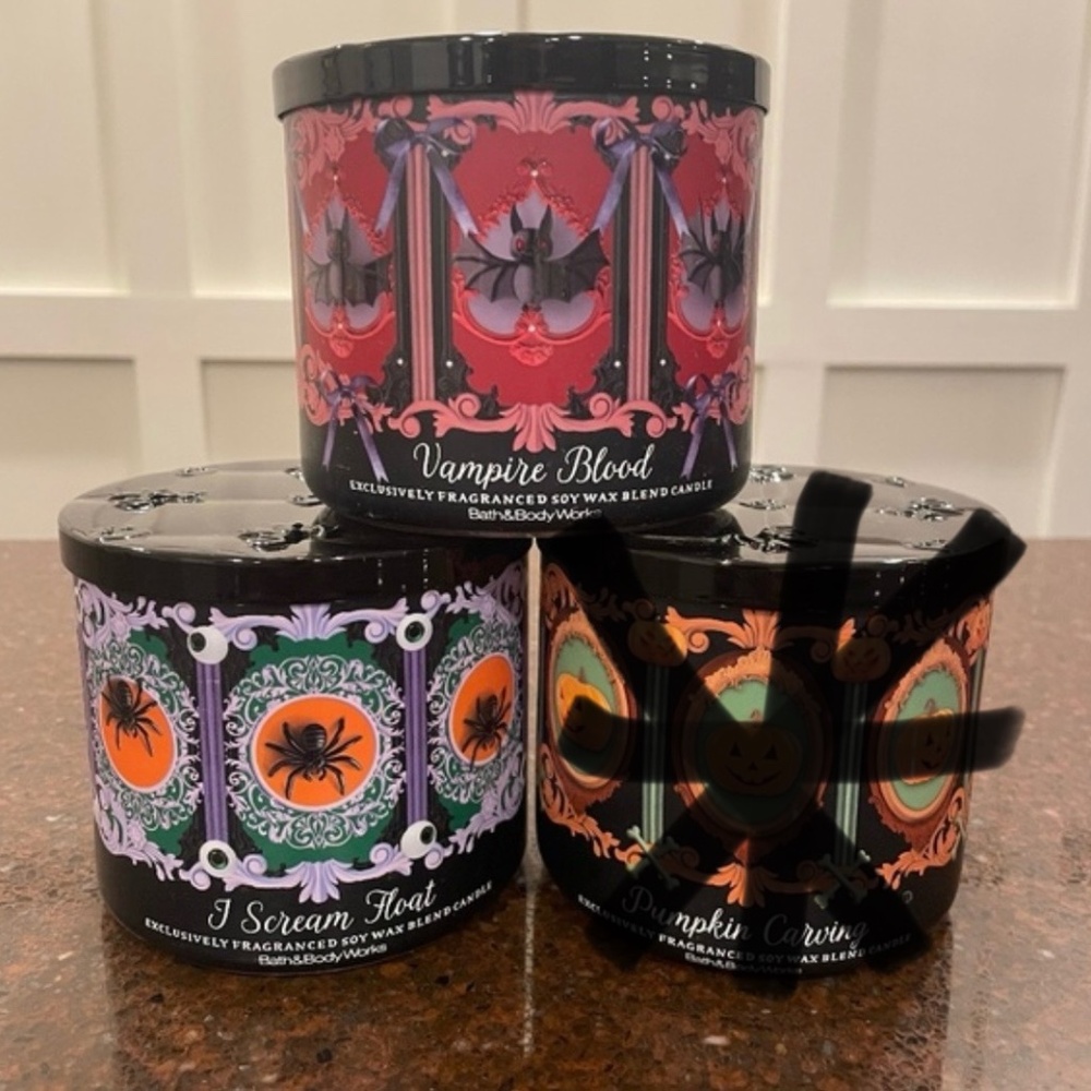Bath & Body Works Set of 2 Halloween 3-Wick Candles-NEW—Decorative